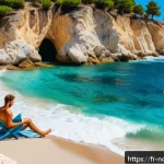 북키프로스 관광지 추천 - A serene and wild beach scene in Northern Cyprus featuring golden sand and crystal-clear turquoise w...