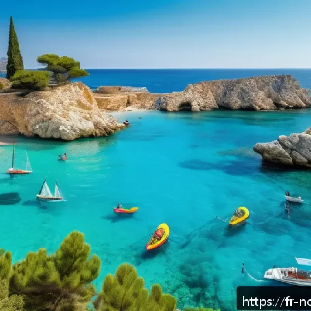 북키프로스 기후와 계절 - A vibrant Mediterranean coastal scene in Northern Cyprus during summer, featuring sunlit golden sand...